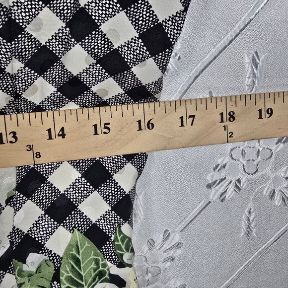Vintage Maggy London Silk Skirt Set Woman 8 Black White Gingham Floral Old Money - Picture 7 of 13